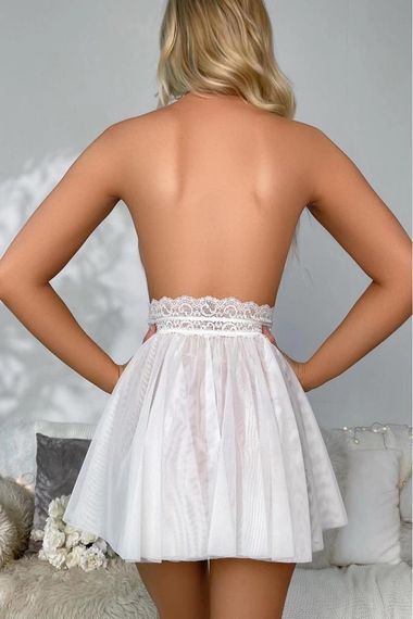 Hipatu Low-Cut Halter Neck Fancy Nightgown - photo 3