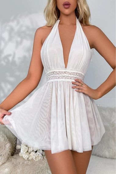 Hipatu Low-Cut Halter Neck Fancy Nightgown - photo 1