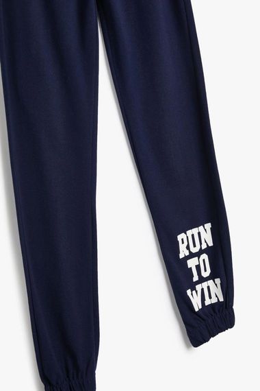 Koton Boy's Jogger Sweatpants with Pocket Tie Waist Slogan Print Detailed - photo 3