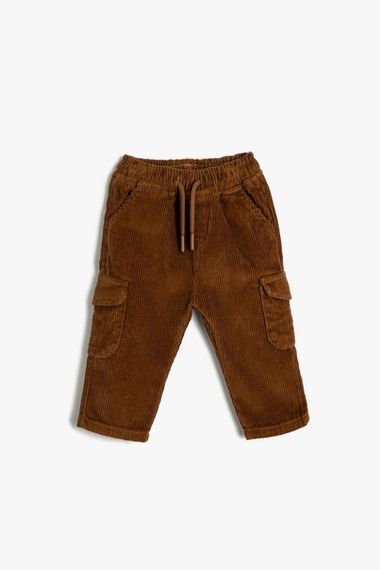 Koton Baby Boy Cargo Pants Corduroy Tie Waist Pocket Cotton - photo 1