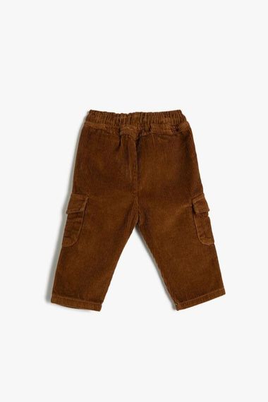 Koton Baby Boy Cargo Pants Corduroy Tie Waist Pocket Cotton - photo 2