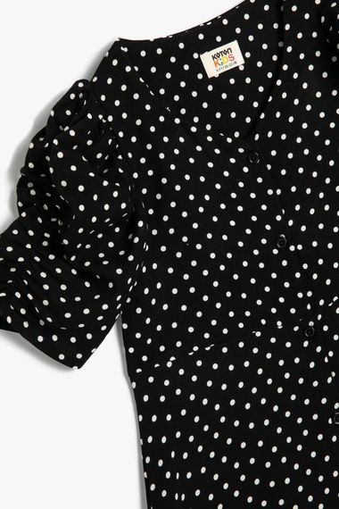 Koton Girl's Polka Dot Dress Balloon Sleeves Button Closure Viscose Fabric - photo 3