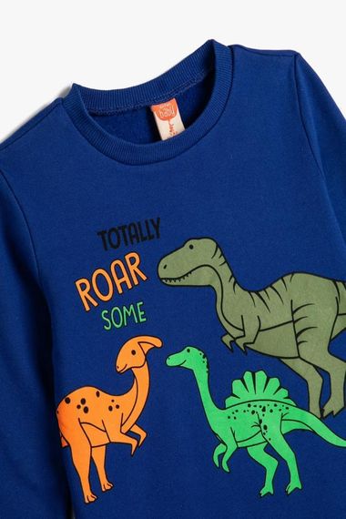 Koton Baby Boy Sweatshirt Dinosaur Printed Crew Neck Long Sleeve Raised Cotton - photo 3