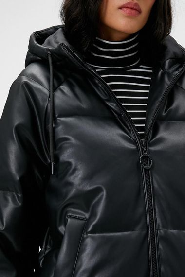 Koton Puffer Jacket Leather Look Hooded - photo 5