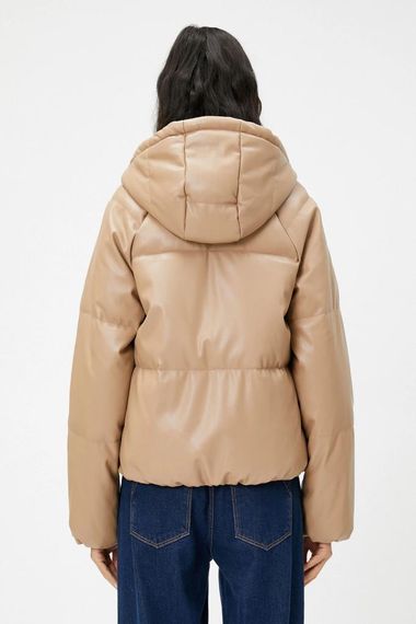 Koton Puffer Jacket Leather Look Hooded - photo 4