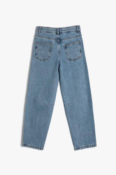 Koton Girl's Crop Jeans Pants with Stitching Detail and Pockets Cotton - photo 2