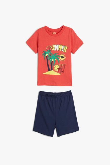 Koton Baby Boy Summer Themed Printed Shorts T-Shirt Set Cotton - photo 1