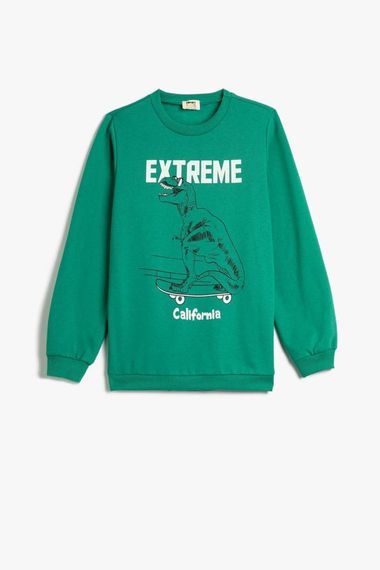 Koton Boy's Dinosaur Sweatshirt Crew Neck Long Sleeve Ribbon - photo 1