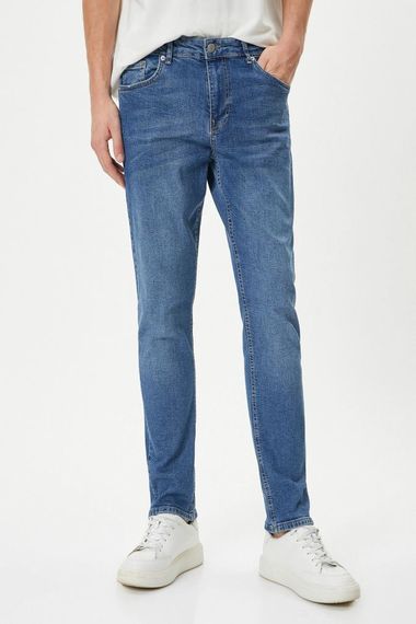 Сучасні джинси Koton Slim Fit - Brad Jean, з нормальною талією, тісні ноги, виготовлені з переробленої бавовни, стильний індиго колір - фото 3