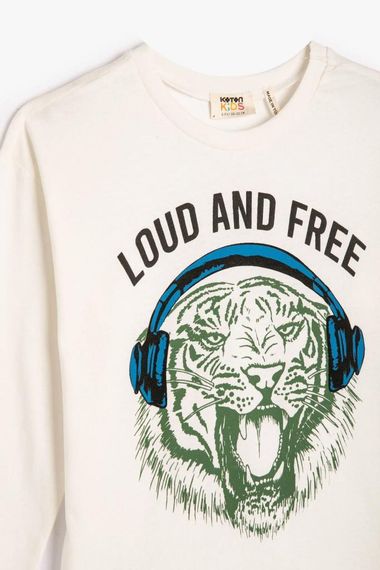 Koton Men's Loud And Free Printed Tshirts Ls