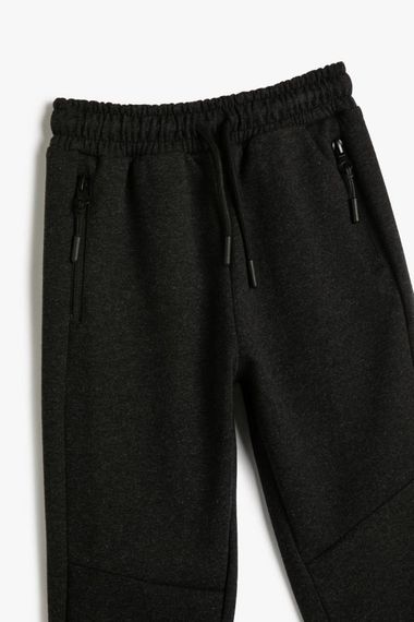 Koton Boy's Basic Sweatpants with Print Detail Tie Waist Ribbon - photo 3