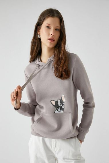 Koton Kadın Baskılı Sweatshirts Gri - fotoğraf 1