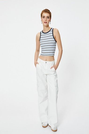 Koton Crop Atlet Slim Fit Ribanalı - photo 2