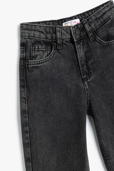 Koton Kız Çocuk Kot Pantolon Beli ve Paçası Lastikli Pamuklu - Jegging Jean - fotoğraf 3