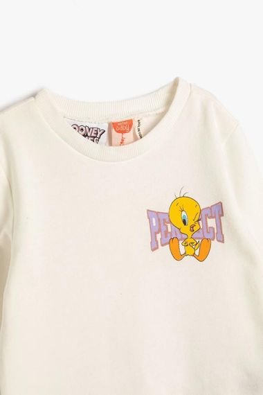 Koton Kız Bebek Tweety Sweatshirt Lisanslı Uzun Kollu Bisiklet Yaka Şardonlu Pamuklu - fotoğraf 3