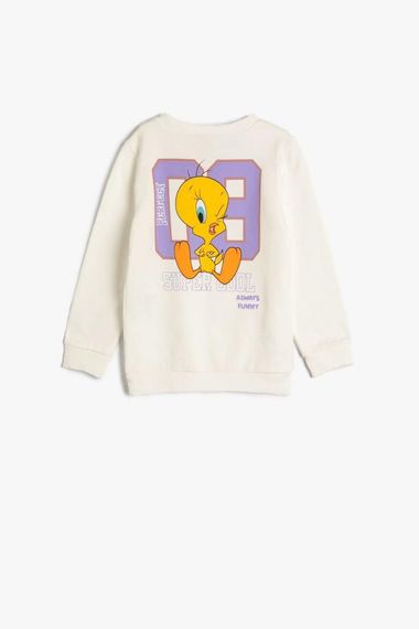 Koton Kız Bebek Tweety Sweatshirt Lisanslı Uzun Kollu Bisiklet Yaka Şardonlu Pamuklu - fotoğraf 2