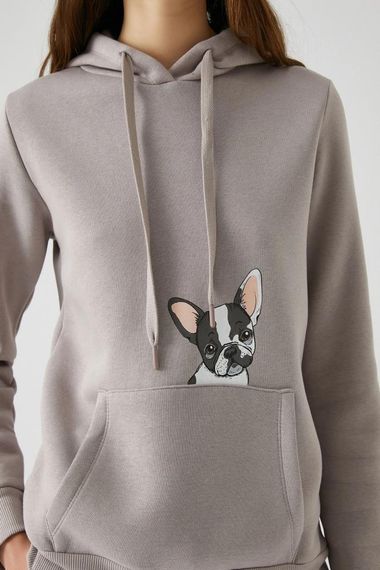 Koton Kadın Baskılı Sweatshirts Gri - fotoğraf 5