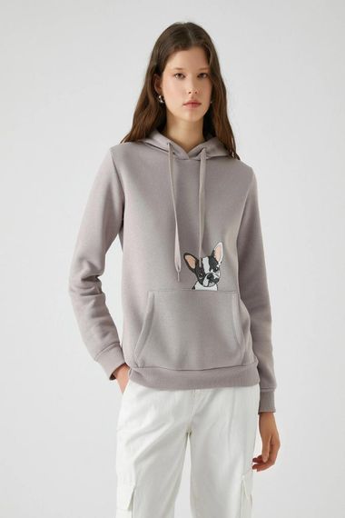 Koton Kadın Baskılı Sweatshirts Gri - fotoğraf 3