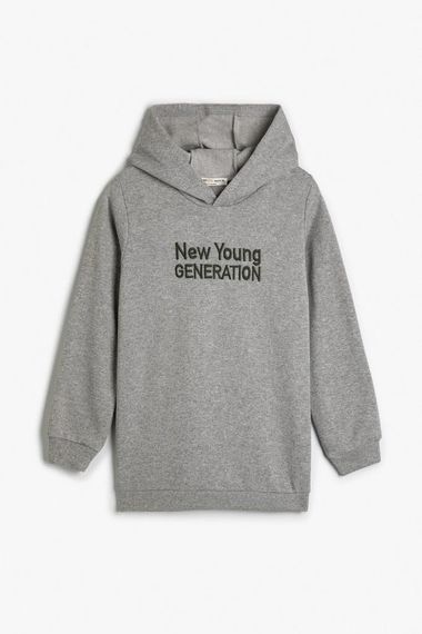 Koton Boy's Hooded Sweatshirt Long Sleeve Slogan Embroidered Rose Gold - photo 1