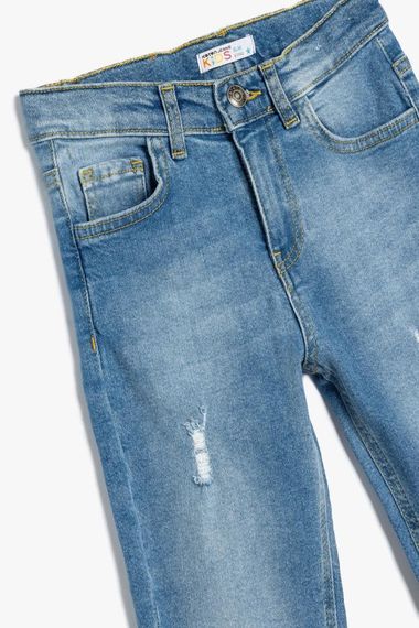 Koton Erkek Çocuk Kot Pantolon Ayarlanabilir Lastikli Pamuklu - Slim Jean - fotoğraf 5