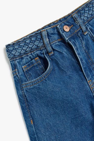 Koton Kız Çocuk Kot Pantolon Düz Paça Cepli Pamuklu- Straight Jean - fotoğraf 3