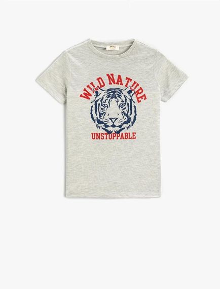 تي شيرت قطن بأكمام قصيرة مطبوع عليه نمر بوي من القطن - صورة 1