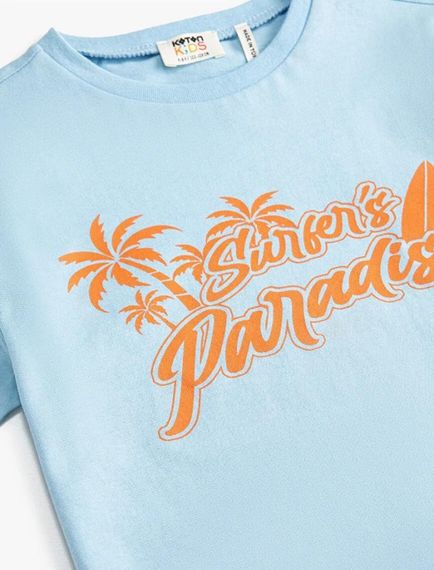 Koton Erkek Çocuk Yaz Temalı Baskılı Kısa Kollu Tişört Pamuklu - fotoğraf 3