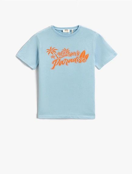 Koton Erkek Çocuk Yaz Temalı Baskılı Kısa Kollu Tişört Pamuklu - fotoğraf 1