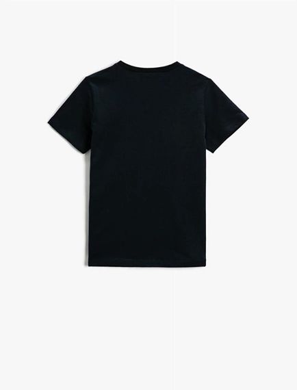 تي شيرت قطن قصير الأكمام مطبوع عليه عبارة قطن ياقة دائرية - صورة 2