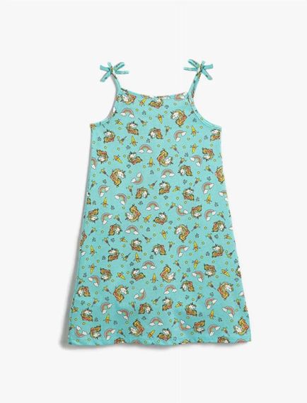 Koton Kız Çocuk Unicorn Baskılı Askılı Midi Elbise - fotoğraf 2