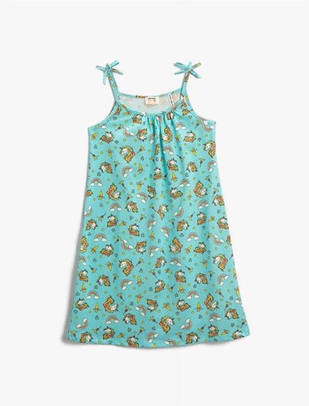 Koton Kız Çocuk Unicorn Baskılı Askılı Midi Elbise - fotoğraf 1