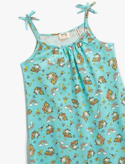 Koton Kız Çocuk Unicorn Baskılı Askılı Midi Elbise - fotoğraf 3