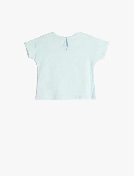 Koton Kız Bebek Tişört Kısa Kollu Bisiklet Yaka Deniz Atı Baskılı Pamuklu - fotoğraf 2