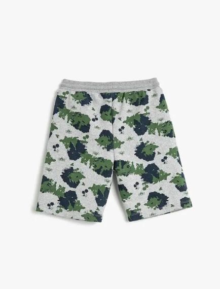 Шорти для хлопчиків Koton з еластичним поясом, зав'язкою, принтом та кишенями, легкий і еластичний матеріал, сірий, 5-6 та 7-8 років - фото 2