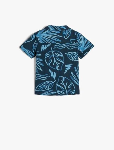 Форменна сорочка для хлопчика з коротким рукавом, з кишенею, з квітковим принтом, 100% бавовна - фото 2