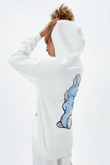 Жіноча базова футболка з довгими рукавами Koton, білий колір, з комірцем-ліфтом, комфортна для сезонних переходів - фото 4