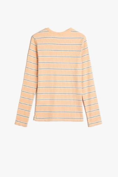 Футболка для дівчинки Koton з довгим рукавом, велосипедним вирізом, рожева, для активного відпочинку та повсякденного носіння - фото 2