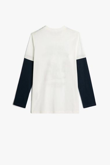 Кофта Koton для мальчиков с длинным рукавом, круглый вырез, принт, 100% хлопок, белая, для дома, школы и парка, размеры 4-5, 6-7, 11-12 лет - фото 2