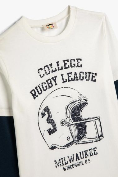 Кофта Koton для мальчиков с длинным рукавом, круглый вырез, принт, 100% хлопок, белая, для дома, школы и парка, размеры 4-5, 6-7, 11-12 лет - фото 3