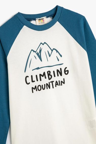 Koton Boy's T-Shirt Long Sleeve Color Block Printed Cotton - photo 3