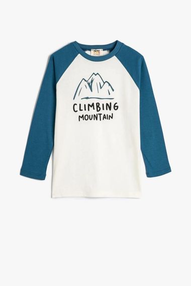 Koton Boy's T-Shirt Long Sleeve Color Block Printed Cotton - photo 1