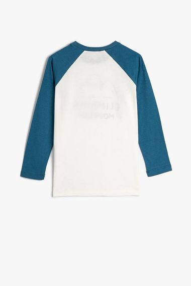 Koton Boy's T-Shirt Long Sleeve Color Block Printed Cotton - photo 2