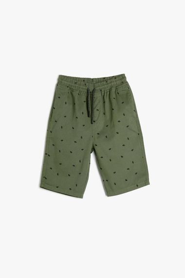 Koton Erkek Çocuk Chino Şort Beli Bağlamalı Cepli Pamuklu Desenli - fotoğraf 1