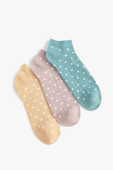 Koton Kadın 3-Pack Multicolor Polka Dot Bootie Socks Set - fotoğraf 1
