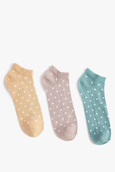 Koton Kadın 3-Pack Multicolor Polka Dot Bootie Socks Set - fotoğraf 2