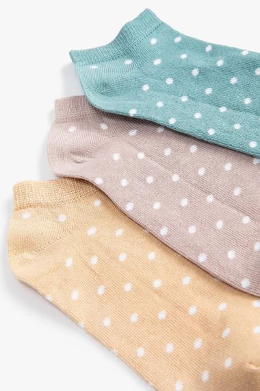 Koton Kadın 3-Pack Multicolor Polka Dot Bootie Socks Set - fotoğraf 3