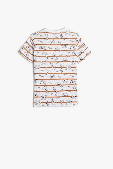 Футболка короткий рукав для хлопчиків Koton з малюнком собаки, смужками, кольору екрю, 100% бавовна, для віку 2-5 років - фото 2