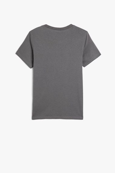 Футболка для хлопчиків Koton з коротким рукавом, бавовняна, з написом, для віку 4-5, 6-7, 9-10 років, антрацитового кольору - фото 2
