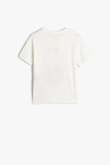 Футболка для дівчаток Koton з принтом на короткий рукав, кольору екрю, 100% бавовна, для віку 18-24 місяці - фото 2