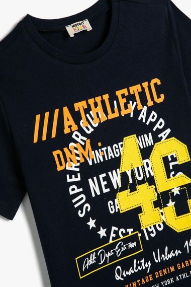 Футболка для хлопчиків Koton, короткий рукав, спортивний принт, круглий виріз, 100% бавовна, підходить для активних малюків - фото 3